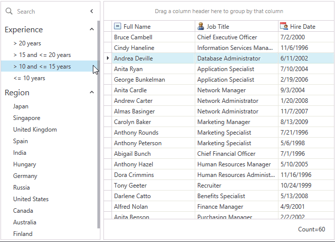 WPF Accordion control - Compact View | DevExpress