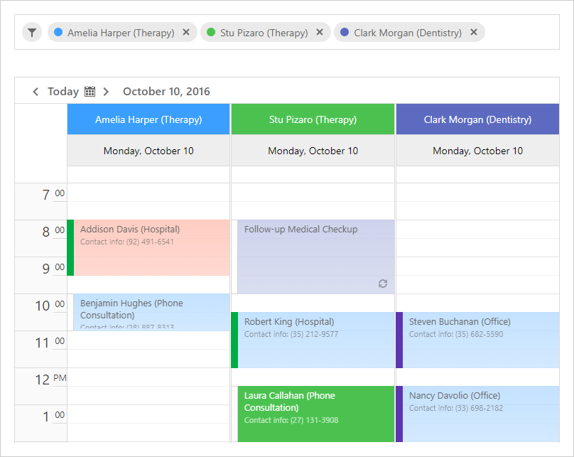 ASP.NET Web Forms Scheduler - Resource Tokens | DevExpress