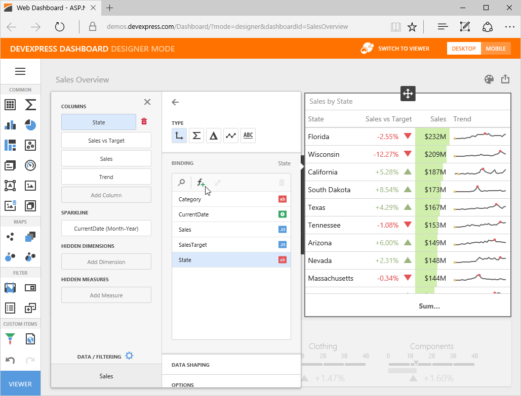 DevExpress Web Dashboard - Calculated Fields