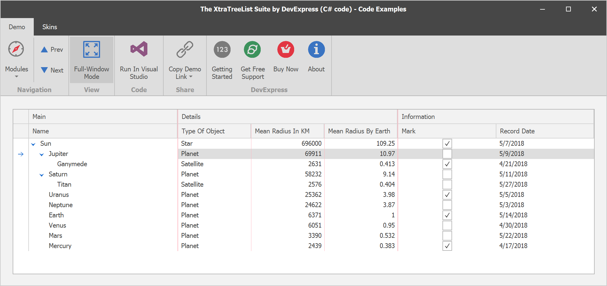 WinForms TreeList - Column and Band Separators | DevExpress