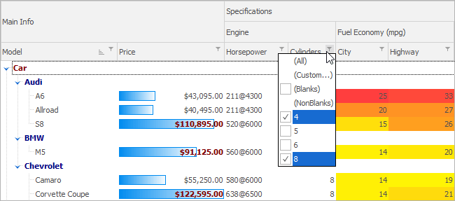 VCL TreeList and Vertical Grid Controls - Filter Dropdowns, DevExpress