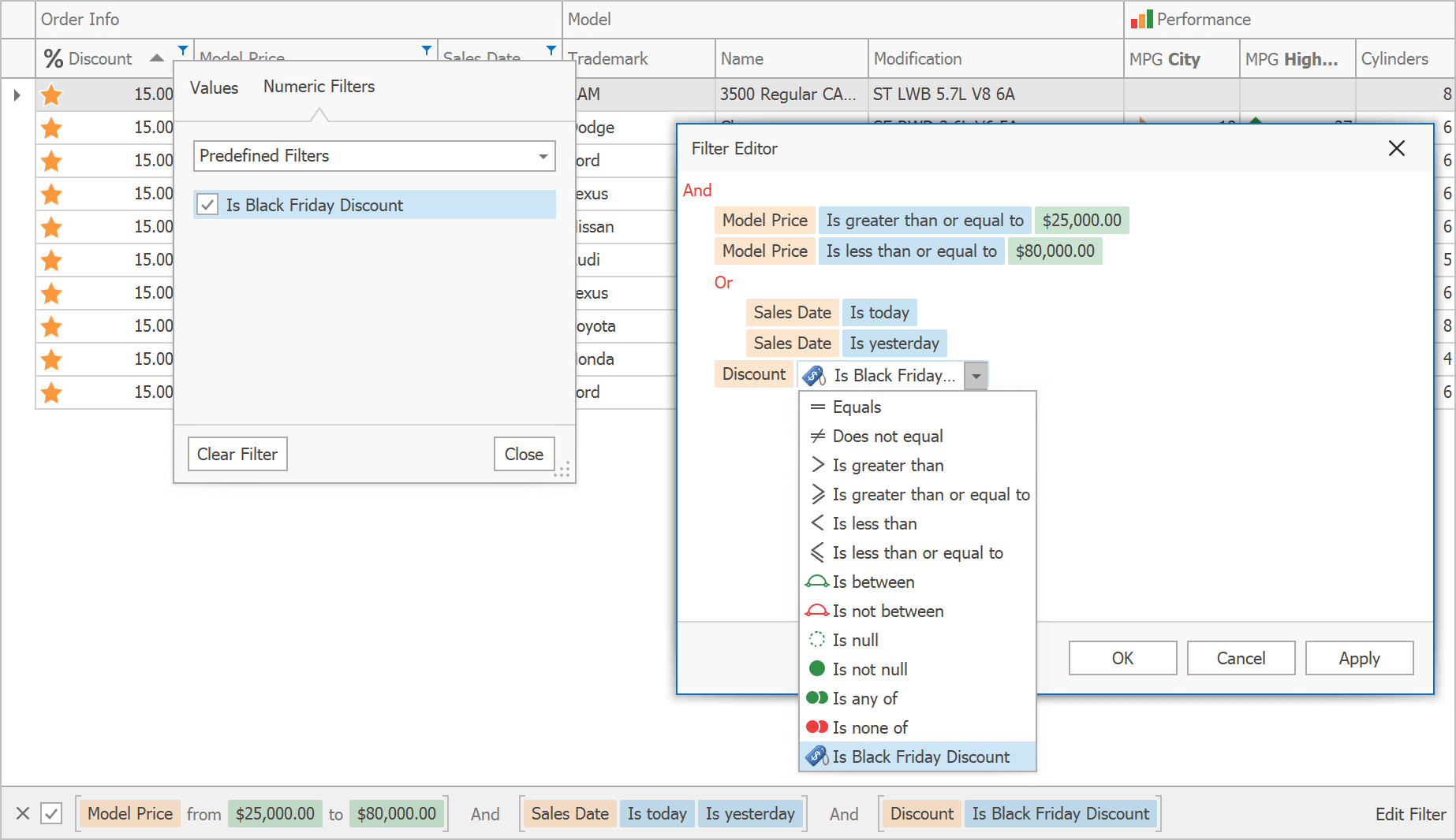 WinForms Filtering - Custom Functions