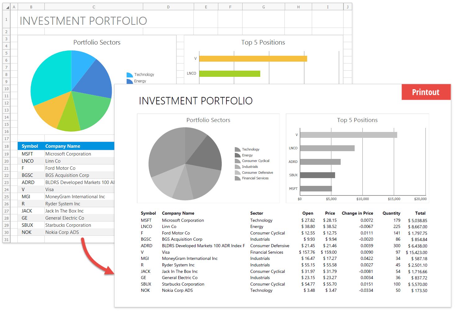 WinForms Spreadsheet - Black and White Print Mode