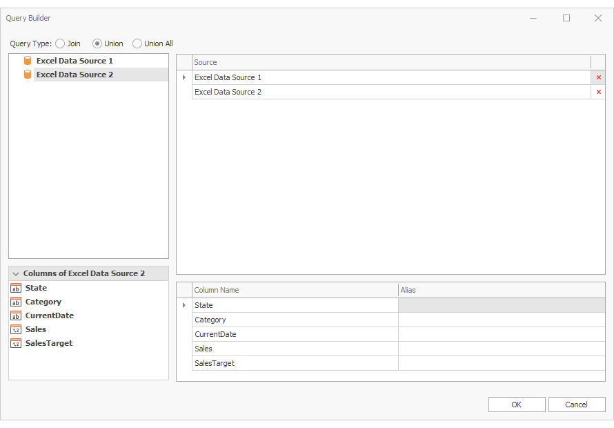 Data Federation - Union Operation Support, DevExpress Dashboard