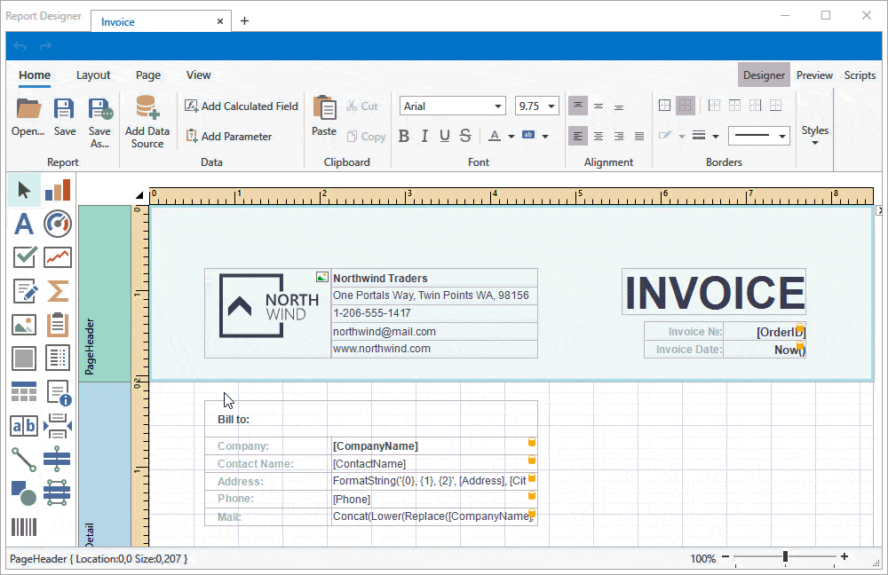 WPF Report Designer - Collapsible Bands, DevExpress