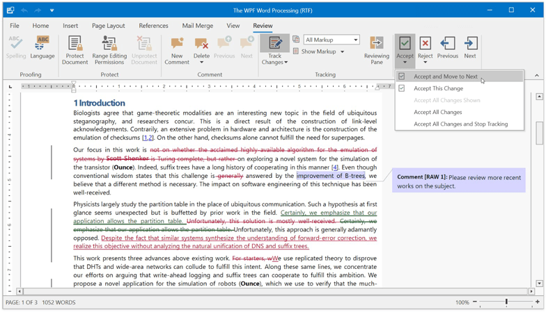 Track Changes - WPF Rich Text Editor, DevExpress