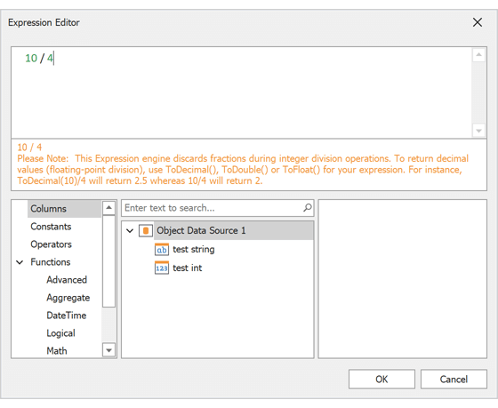 Visual Warning in Expression Editor - WinForms Dashboard | DevExpress