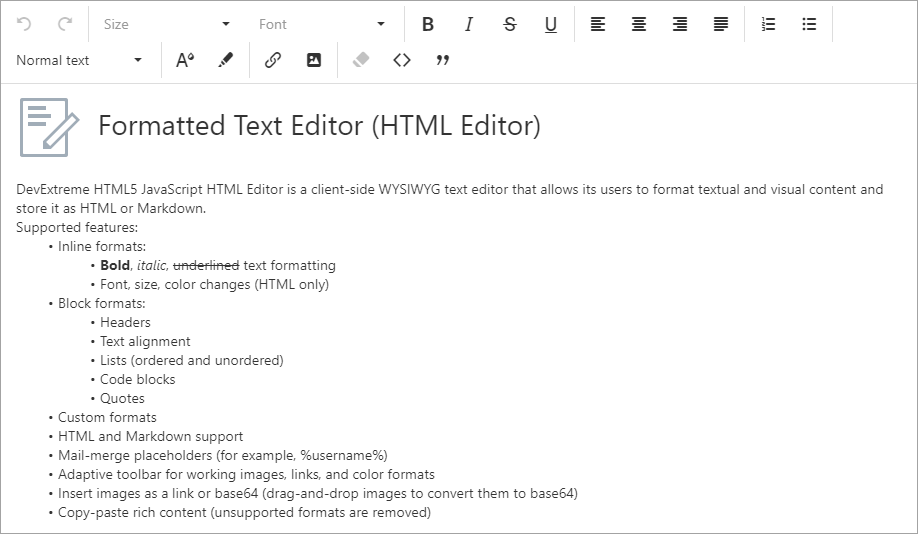 HTML/Markdown Editor - Multi-line Toolbar | DevExpress