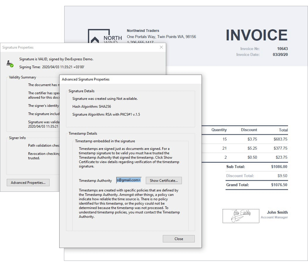 Signature Timestamps - Office File API | DevExpress