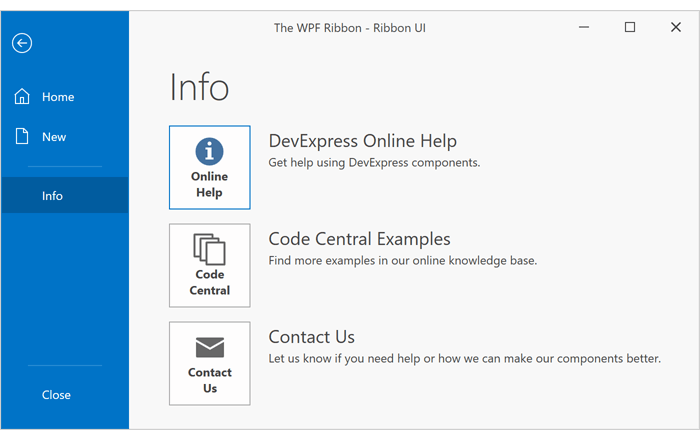 Backstage View - WPF Ribbon | DevExpress