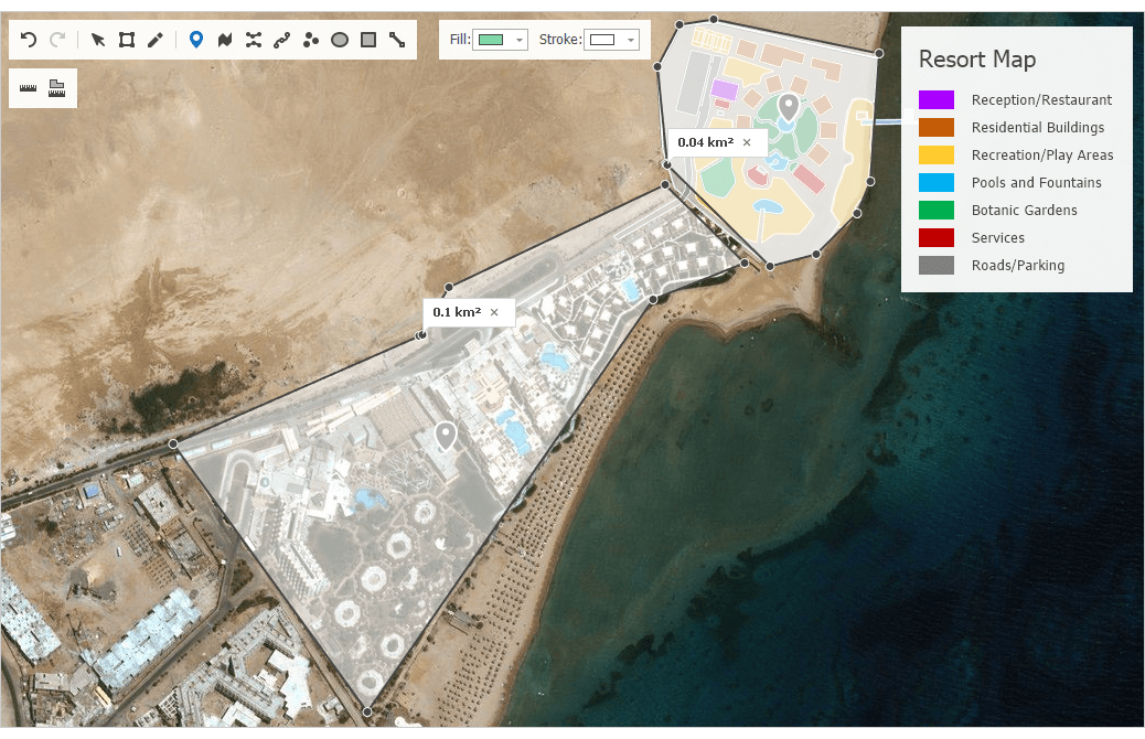 Map Editor: Line and Area Rulers - Map Control | DevExpress