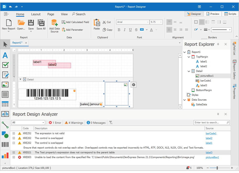 Report Designer - Report Design Analyzer | DevExpress