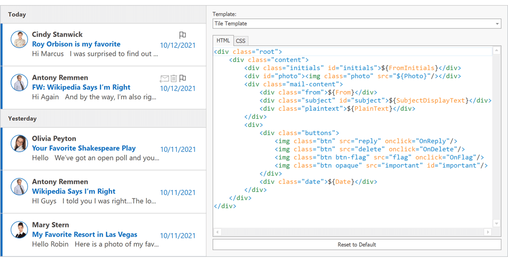 HTML Templates for Tile View - WinForms Data Grid | DevExpress