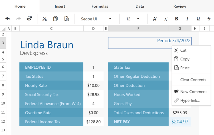 UI Customization - ASP.NET Core Spreadsheet | DevExpress