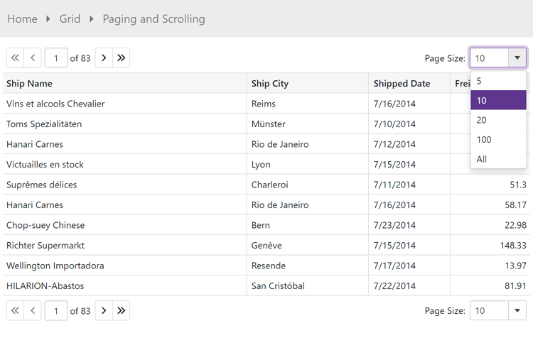 Blazor Data Grid Component - Paging and Scrolling, DevExpress