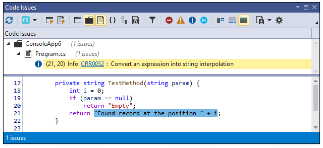 String Interpolation - CodeRush, DevExpress