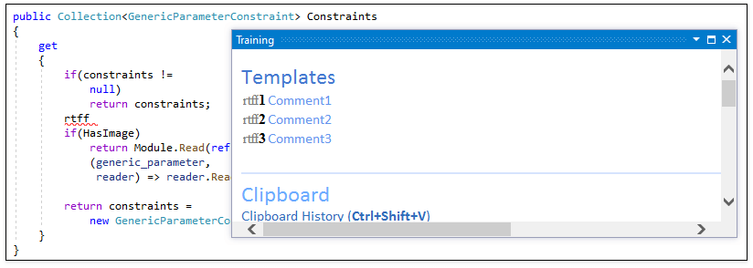 Training Window - CodeRush, DevExpress