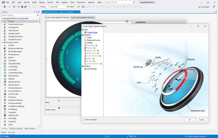 Gauge Designer for Visual Studio - WinForms Gauges | DevExpress