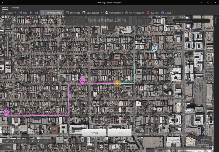 Bing Services - GIS Routing and Navigation, WPF Map Control | DevExpress