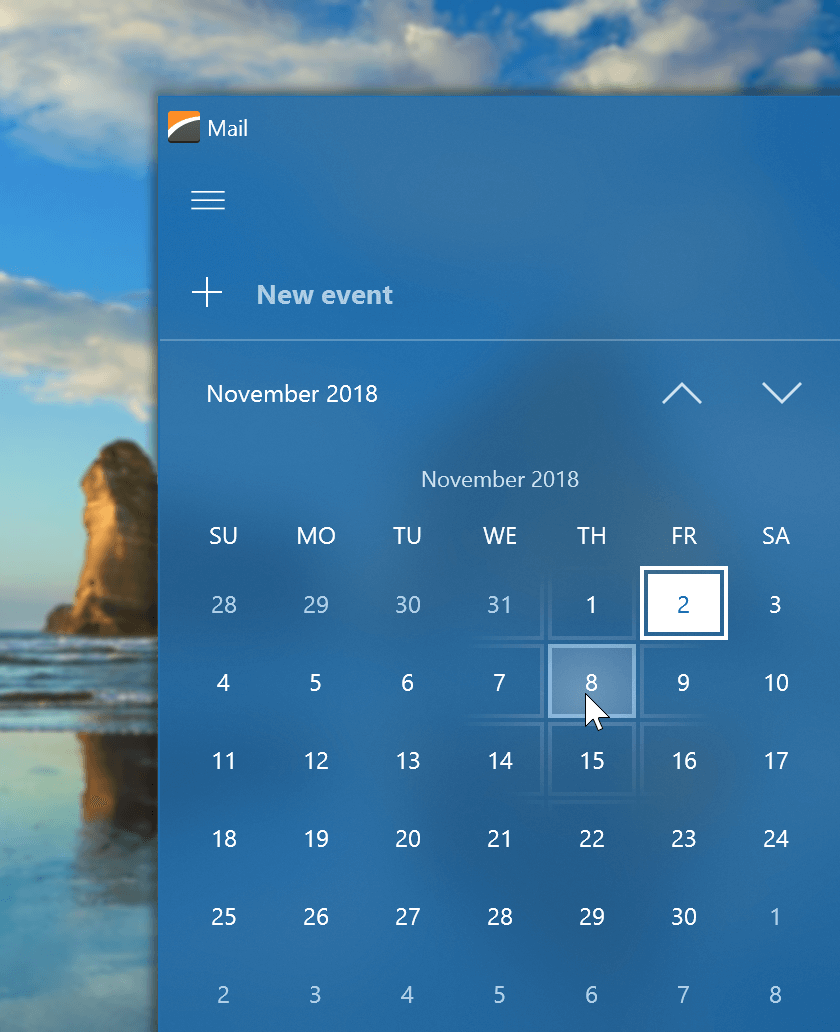 WinForms Calendar Control - New Fluent View, DevExpress