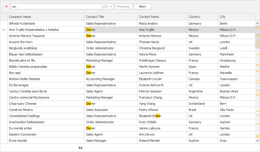 WinForms Grid - Find Panel - Search Mode, DevExpress