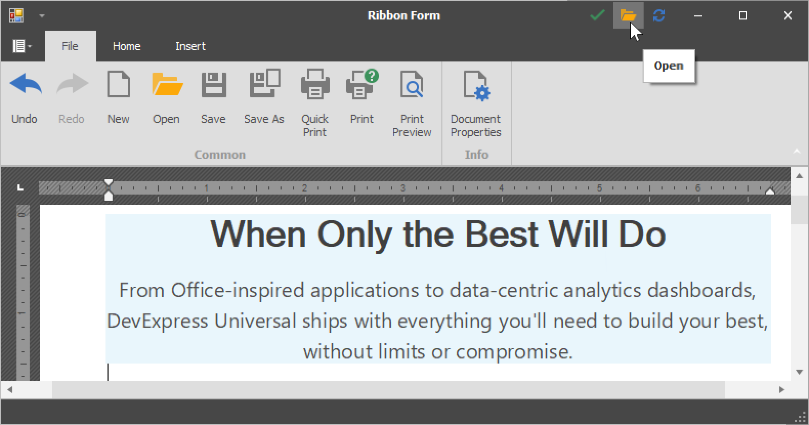 WinForms Ribbon Caption Bar, DevExpress