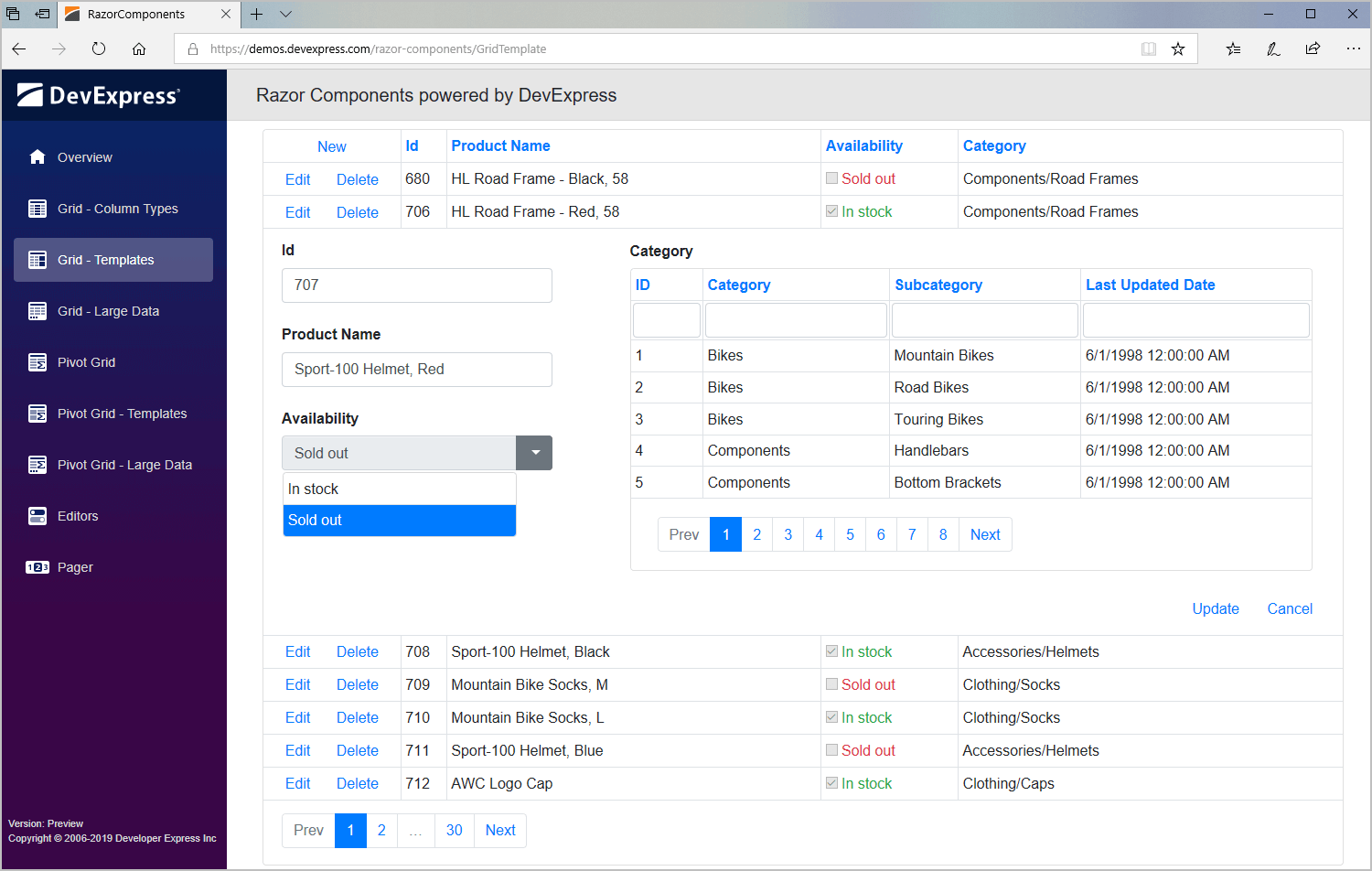 Data Grid Control for Blazor Razor Components, DevExpress