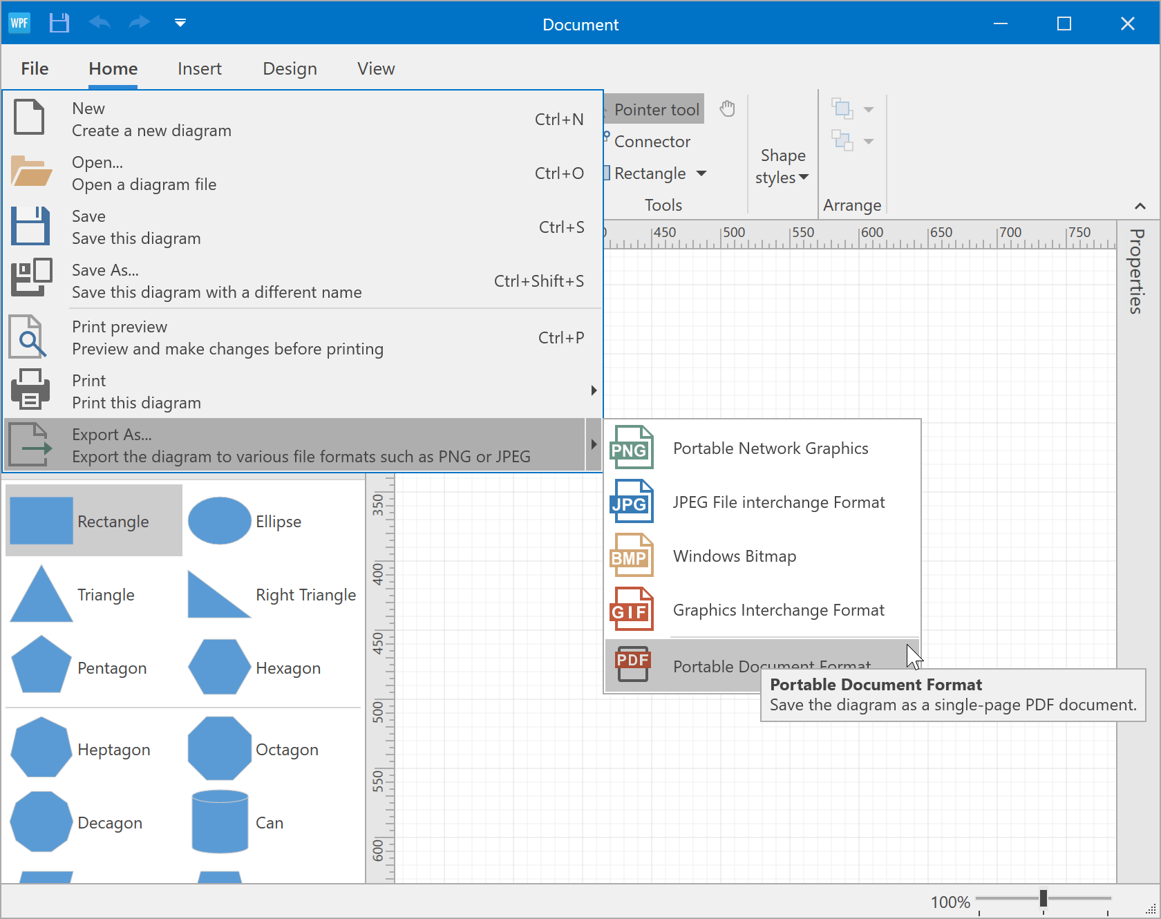 WPF Diagram - Export to PDF, DevExpress