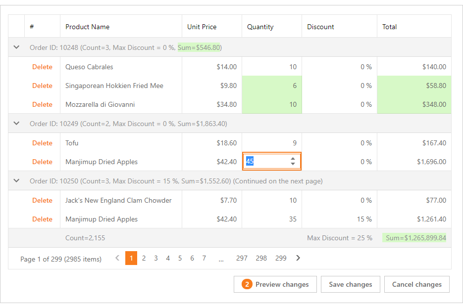 Real-Time Summary Computation Updates in Batch Edit Mode - ASP.NET GridView, DevExpress