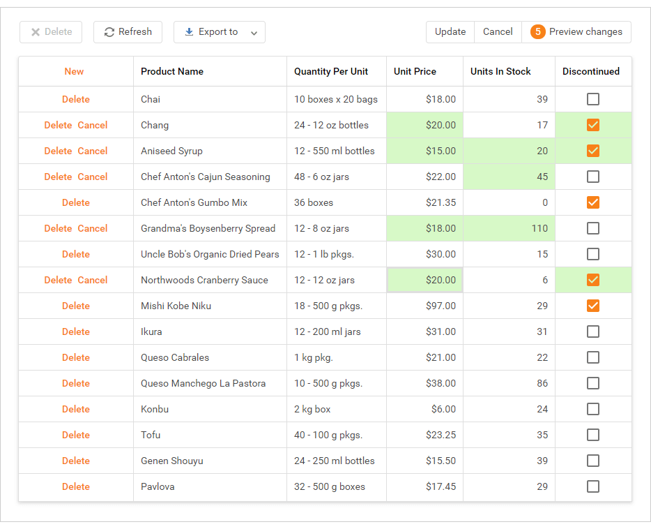 Batch Editing Commands - ASP.NET GridView for Web Forms and MVC | DevExpress