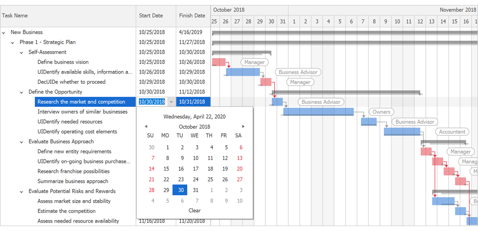 Interactive Editing - WinForms Gantt Control | DevExpress