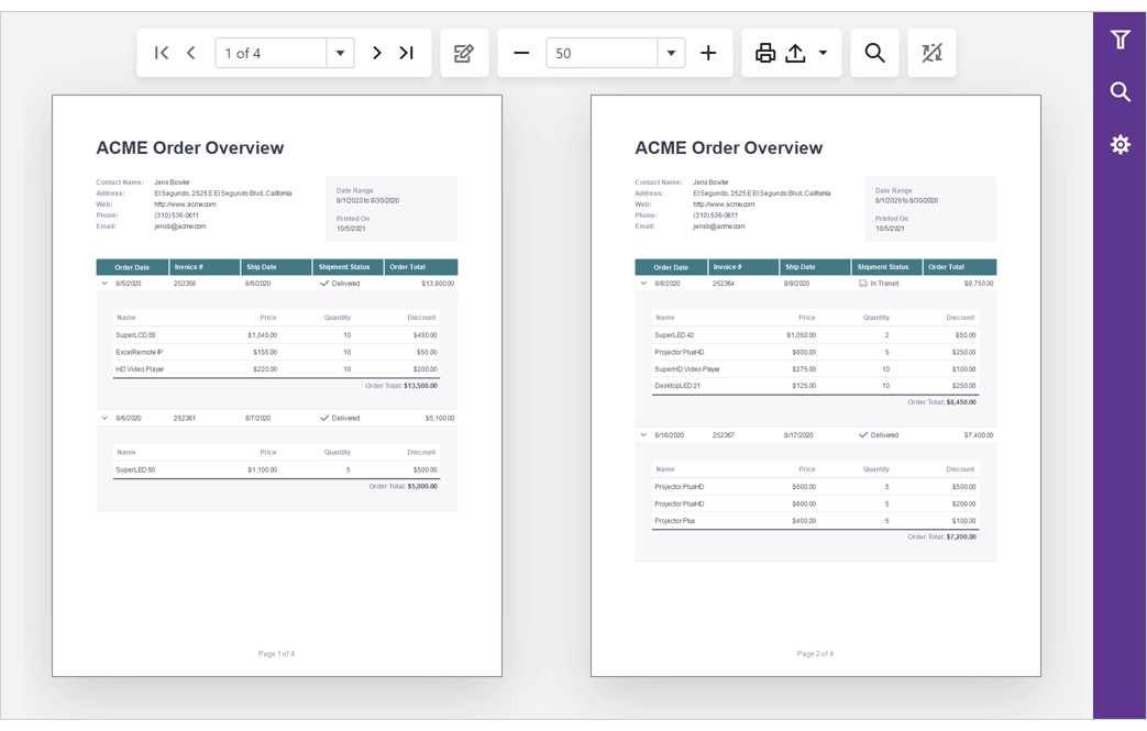 Blazor Report Viewer - Multipage View Mode | DevExpress