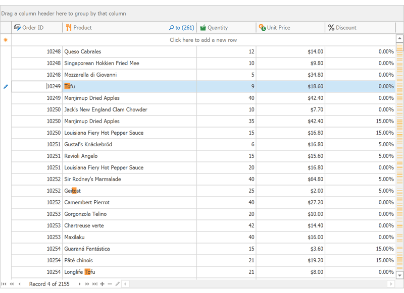 New 'Text Search' Mode for Search Boxes within Column Headers - WinForms Data Grid | DevExpress