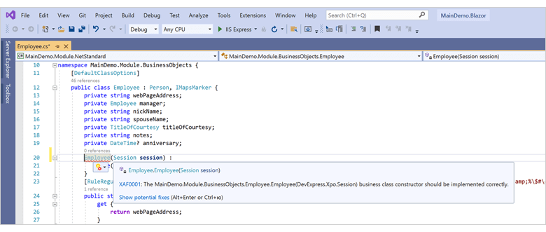 Pre-Built Error Code Diagnostics - XAF for Blazor | DevExpress