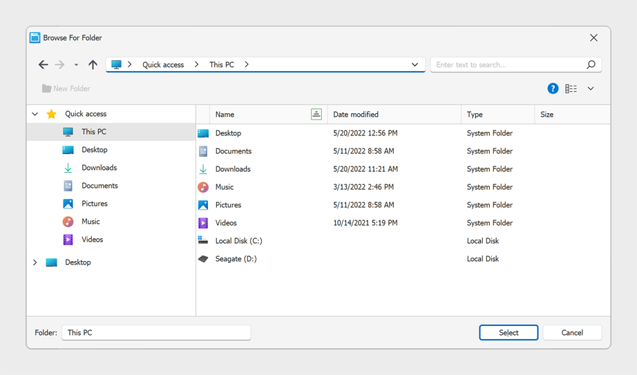 Quick Access - WinForms Dialogs | DevExpress