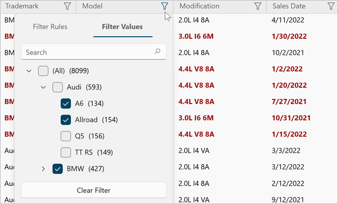 Excel Inspired Filtering - WinUI Data Grid | DevExpress