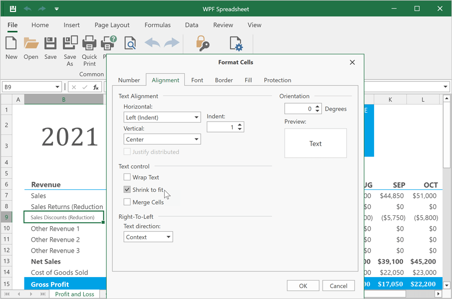 WPF Spreadsheet - ShrinkToFit Option | DevExpress