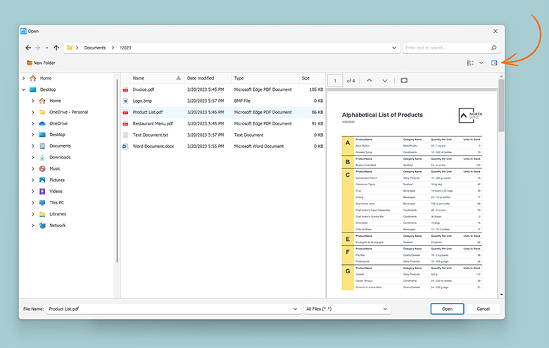 Preview Pane - WinForms Dialogs, DevExpress