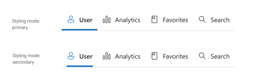 Secondary Styling Mode - JS Tabs, DevExpress