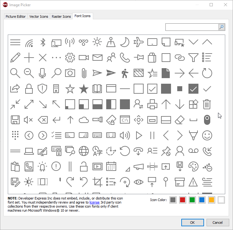 Font Icon Images - VCl UI Controls, DevExpress