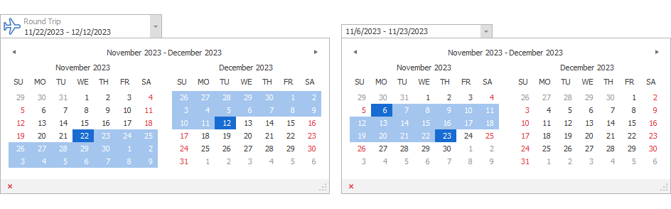 Date Range Picker - WinForms UI Templates, DevExpress