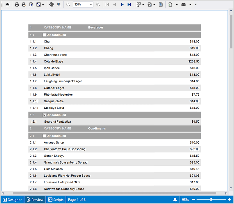 Group Information by Product Category - DevExpress Reports