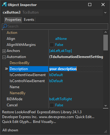 Accessibility Enhancements - VCL Components, DevExpress