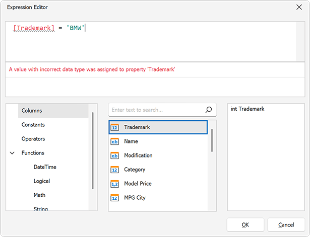 WinForms Expression Editor, DevExpress