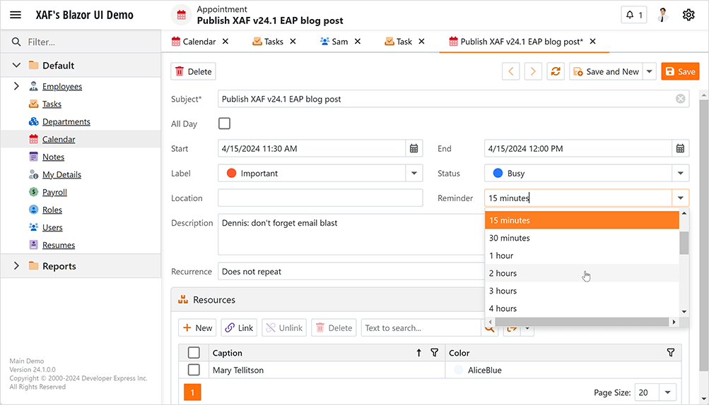 Notifications Module - XAF for Blazor, DevExpress