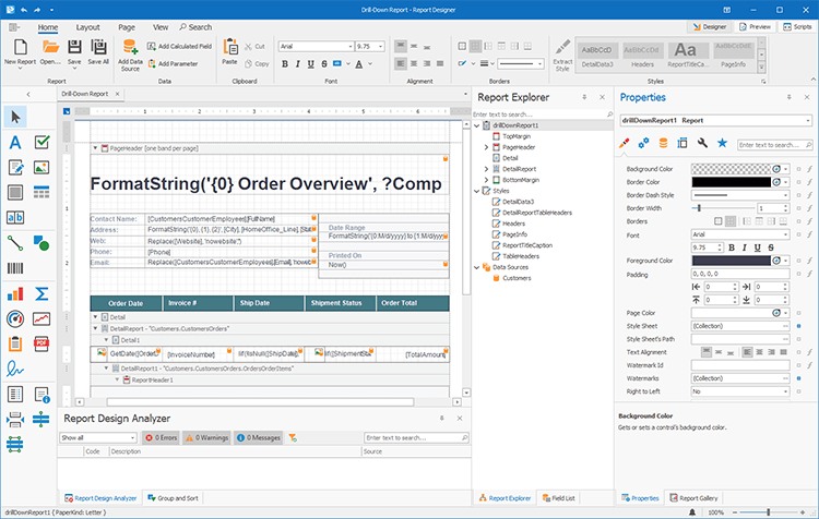 Integrated End-User Report Designer