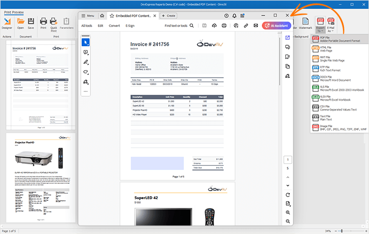 Export to PDF - .NET Reporting Tools | DevExpress