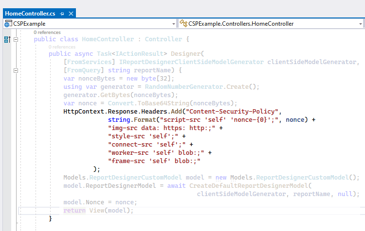 Content Security Policy - DevExpress Reporting