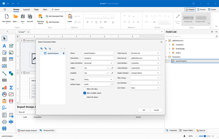 Report Parameters - .NET Reporting Tools | DevExpress